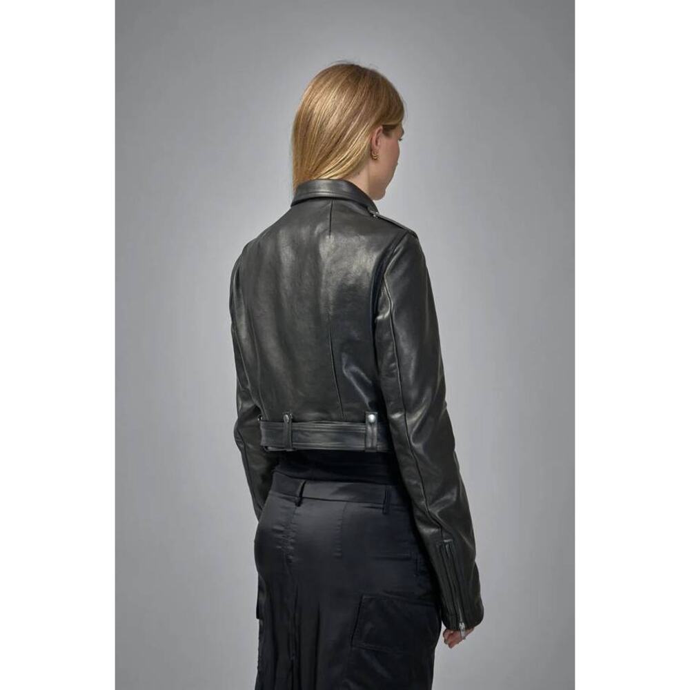 RIck Owens Giacca In Pelle Cropped Luke Stooges Jacket in Black IT 44 US 8 - Picture 4 of 7